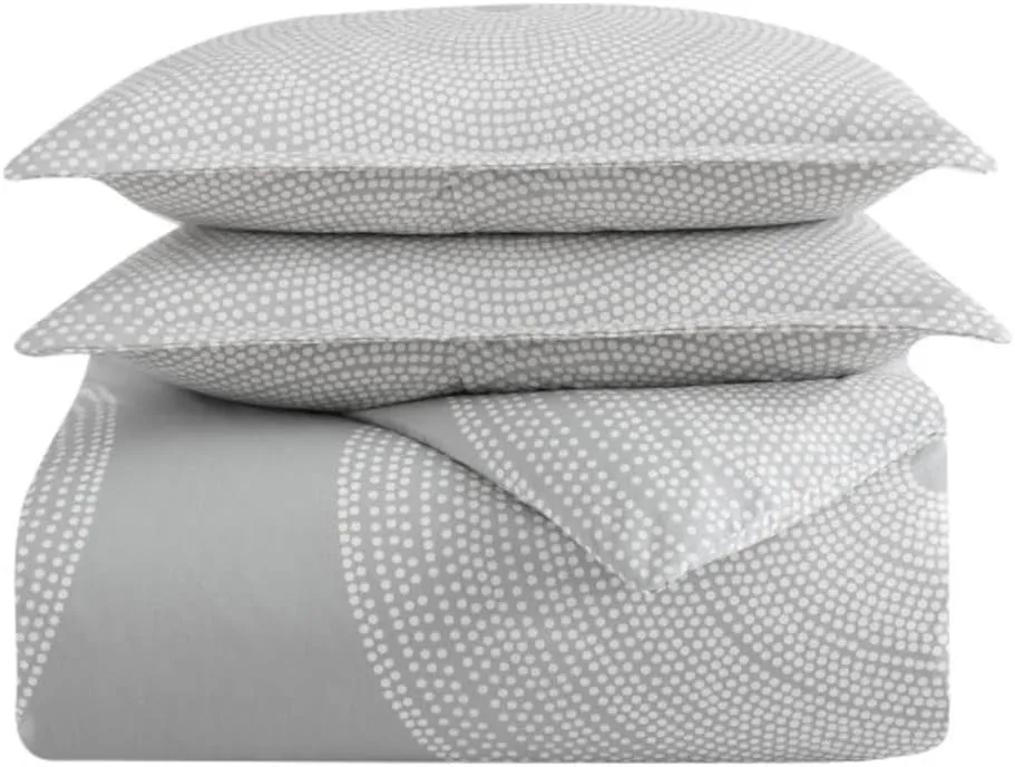 MARIMEKKO - King Comforter Set, Smooth Cotton Percale Bedding with Matching Shams, Medium Weight Home Decor (Fokus Grey, King)