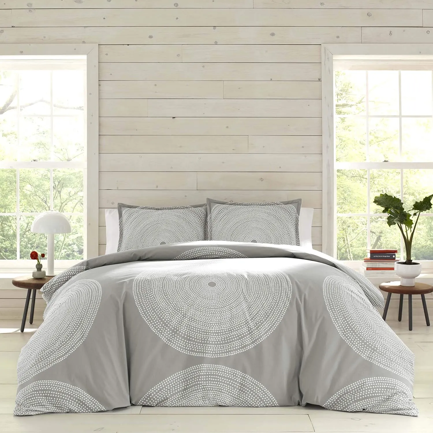 MARIMEKKO - King Comforter Set, Smooth Cotton Percale Bedding with Matching Shams, Medium Weight Home Decor (Fokus Grey, King)