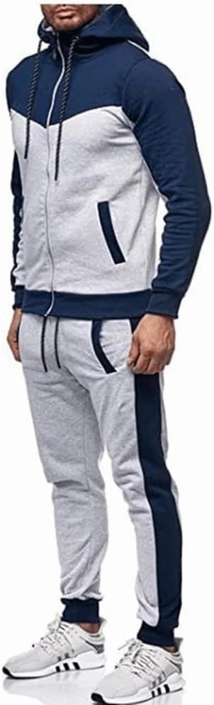 Marine Royal Track Suits for Men Set Full Zip Sweatsuit Outdoor Jogging Men Tracksuits