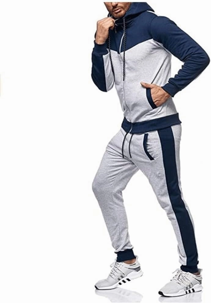 Marine Royal Track Suits for Men Set Full Zip Sweatsuit Outdoor Jogging Men Tracksuits
