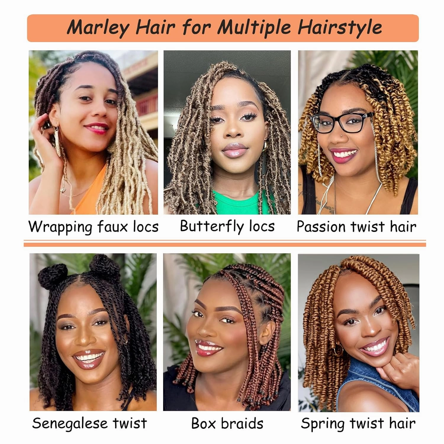 Marley Twist Braiding Hair 8 packs, Springy Afro Twist Hair Pre-Separated Kinky Twist Crochet Hair Braids for Distressed Soft Locs Spring Twist Hair for Black Women (2#, 12 Inch(Pack of 8))