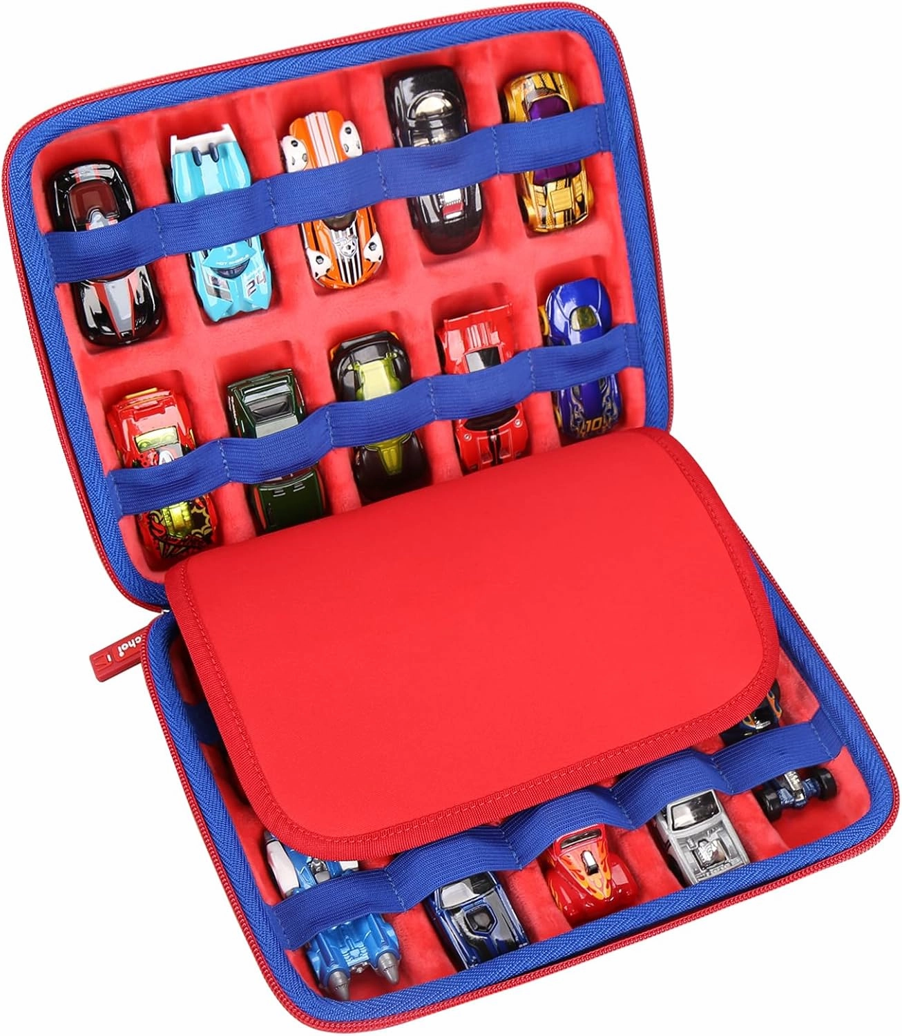 Mchoi Hot Wheels Case Storage for 20 Cars, Toy Car Organizer for Your Matchbox Cars Storage, Red, Case Only