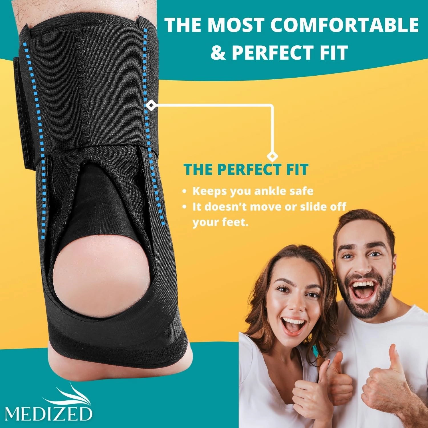 MEDIZED Ankle Brace, Lace Up Adjustable Support for Running, Basketball, Injury Recovery, Sprain! Ankle Support Wrap for Men, Women, and Children (Medium)