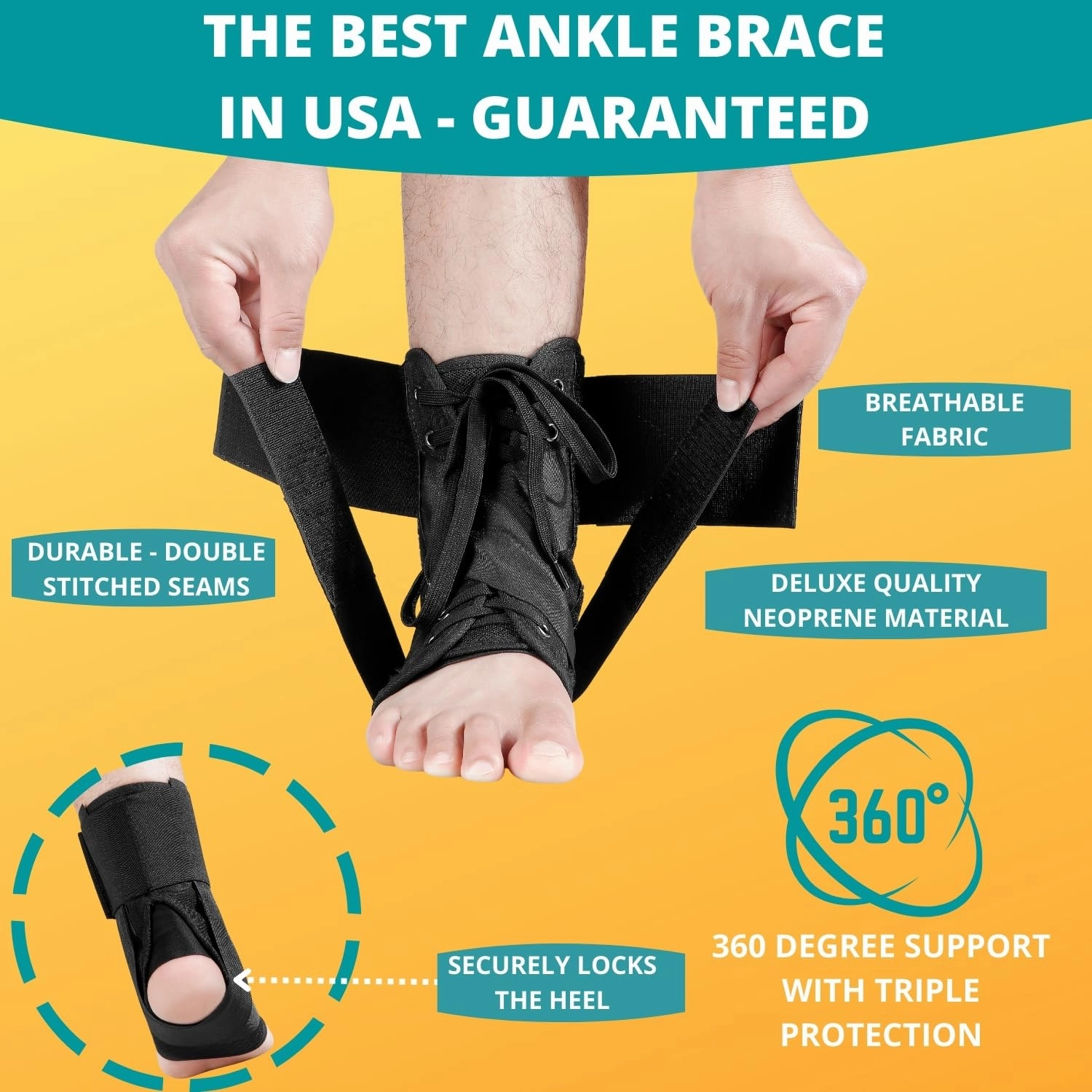 MEDIZED Ankle Brace, Lace Up Adjustable Support for Running, Basketball, Injury Recovery, Sprain! Ankle Support Wrap for Men, Women, and Children (Medium)