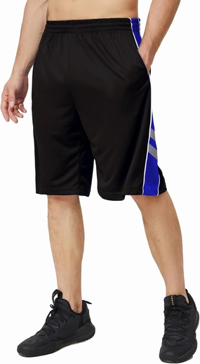 Men's Long Athletic Shorts with Pockets, Quick-Dry Mesh, 9"-13" Inseam Over-Knee Length, Drawstring Waist