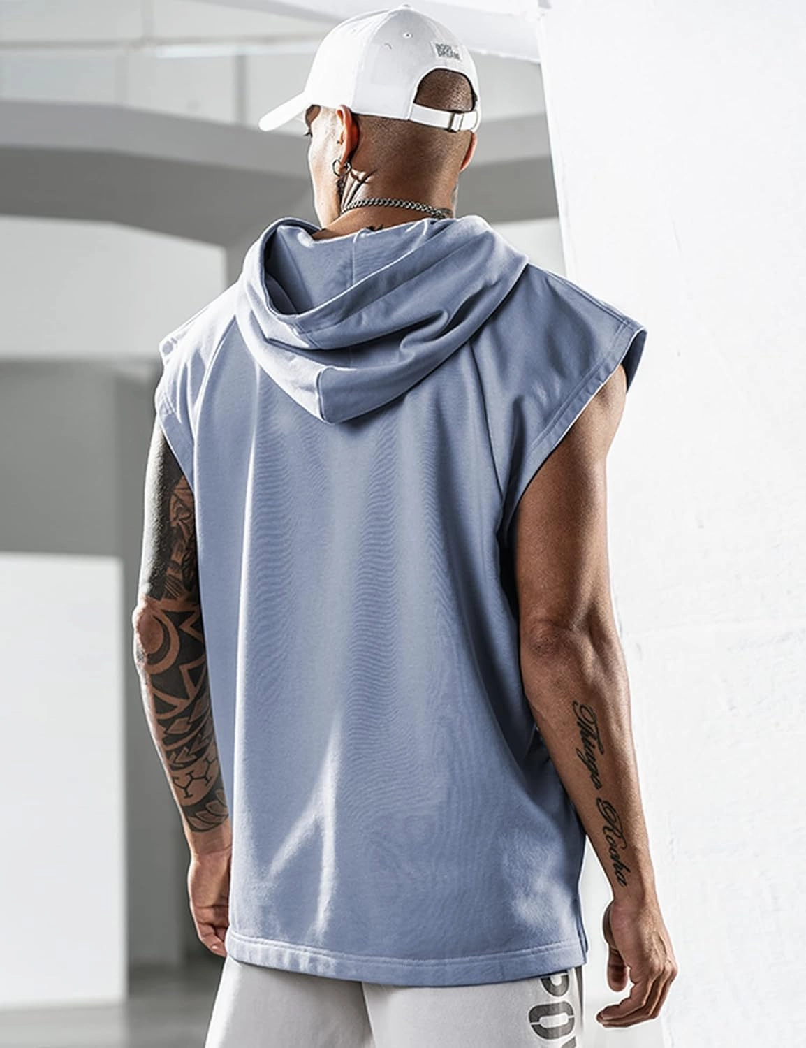 Men's Workout Hooded Tank Tops Bodybuilding Muscle Cut Off T Shirt Sleeveless Gym Hoodies