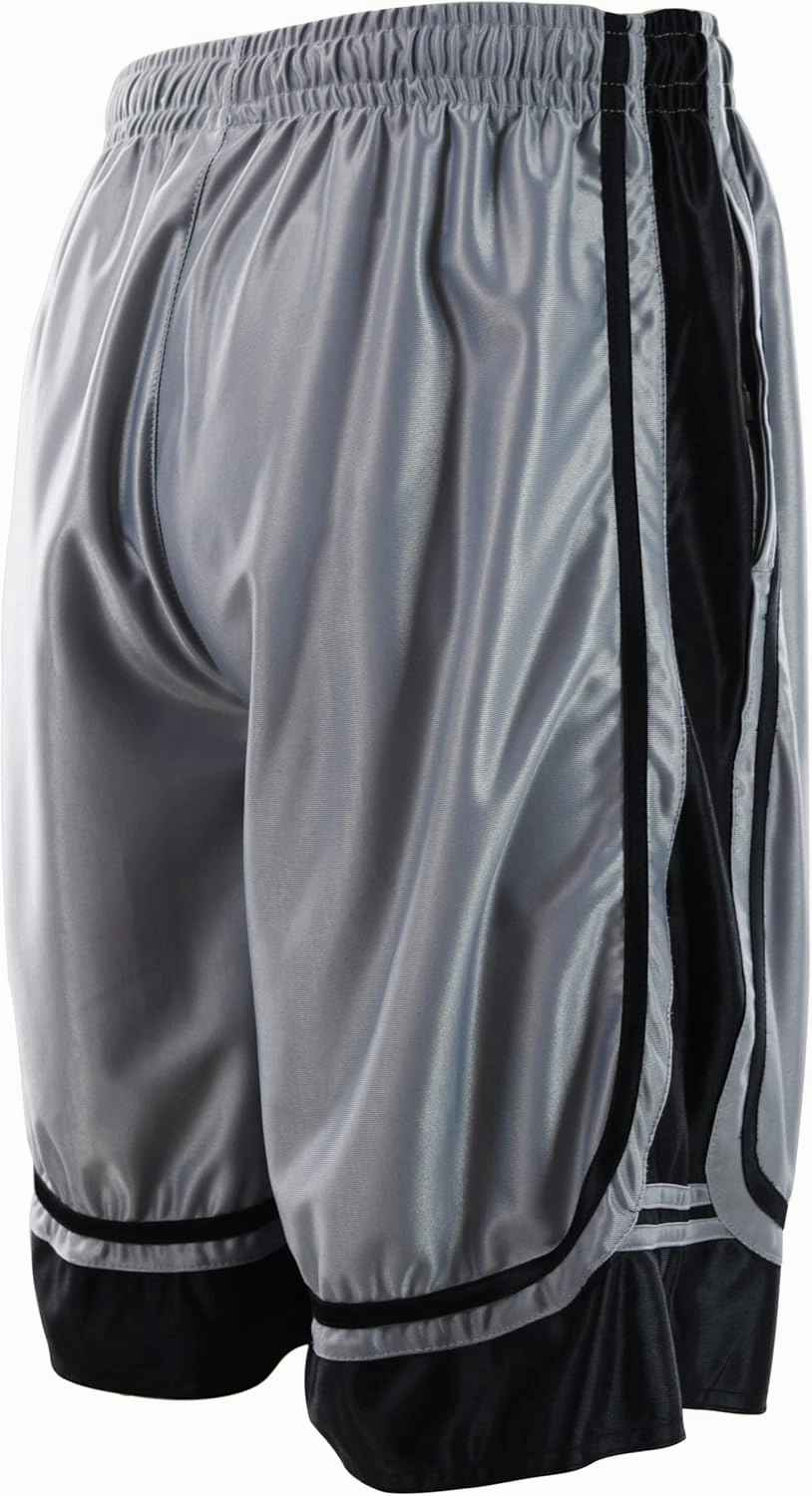Mens Gym Training Basketball Shorts with Zippered Pockets
