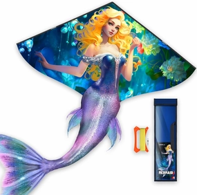 Mermaid Kites for Kids Ages 8-12 Easy to Fly，Easy Flyer with String and Handle，Lovely Cartoon Kites for Adults and Kids Outdoor Toys Games and Activities (Mermaid)