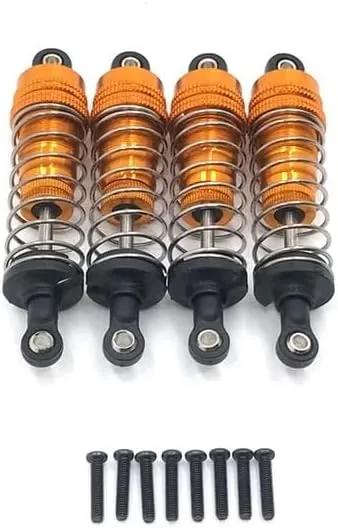 Metal Upgrade Retrofit 4PCS External Spring Hydraulic Shock for WLtoys 1/14 144010 144001 144002 1/12 124017 124019 RC Car Parts(Yellow)