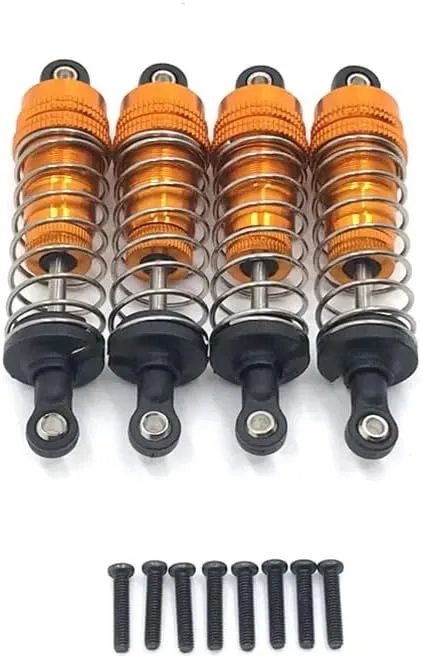 Metal Upgrade Retrofit 4PCS External Spring Hydraulic Shock for WLtoys 1/14 144010 144001 144002 1/12 124017 124019 RC Car Parts(Yellow)
