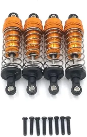 Metal Upgrade Retrofit 4PCS External Spring Hydraulic Shock for WLtoys 1/14 144010 144001 144002 1/12 124017 124019 RC Car Parts(Yellow)