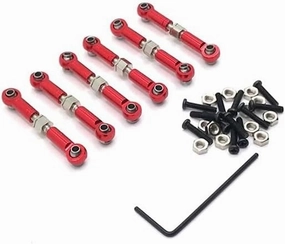 Metal Linkage Pull Rod Front/Rear Servo Link Tie Rod Compatible with 184011 A949 A959 A969 A979 K929 1/18 RC Car Upgrade Spare Parts(Red)