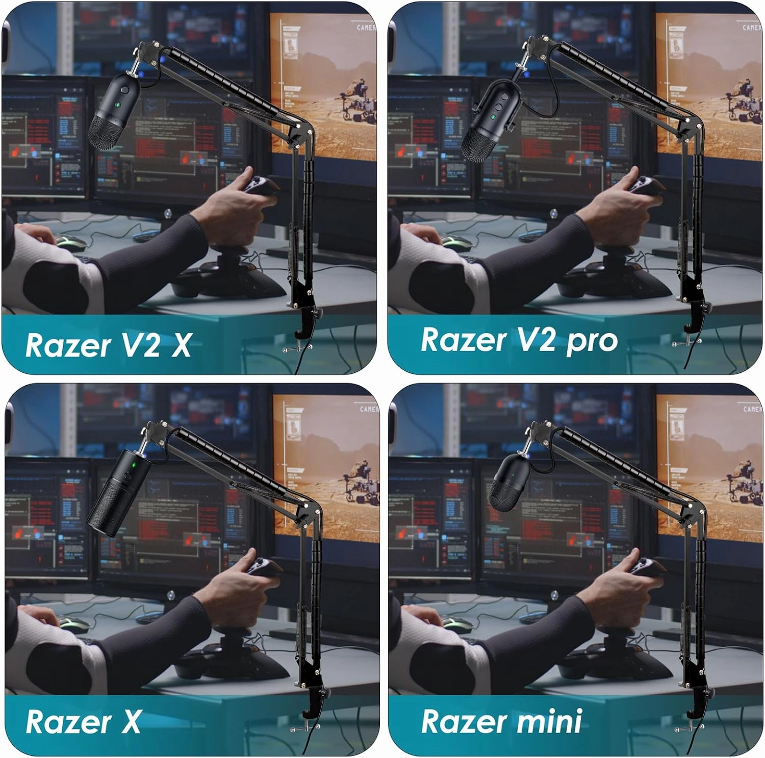 Mic Boom Arm for Razer Seiren V2 X Microphone - Adjustable Mic Arm Compatible with Razer Seiren V2 Pro, Seiren Mini and Seiren X, Mic Stand Great for Streaming, Gaming, Podcast by YOUSHARES
