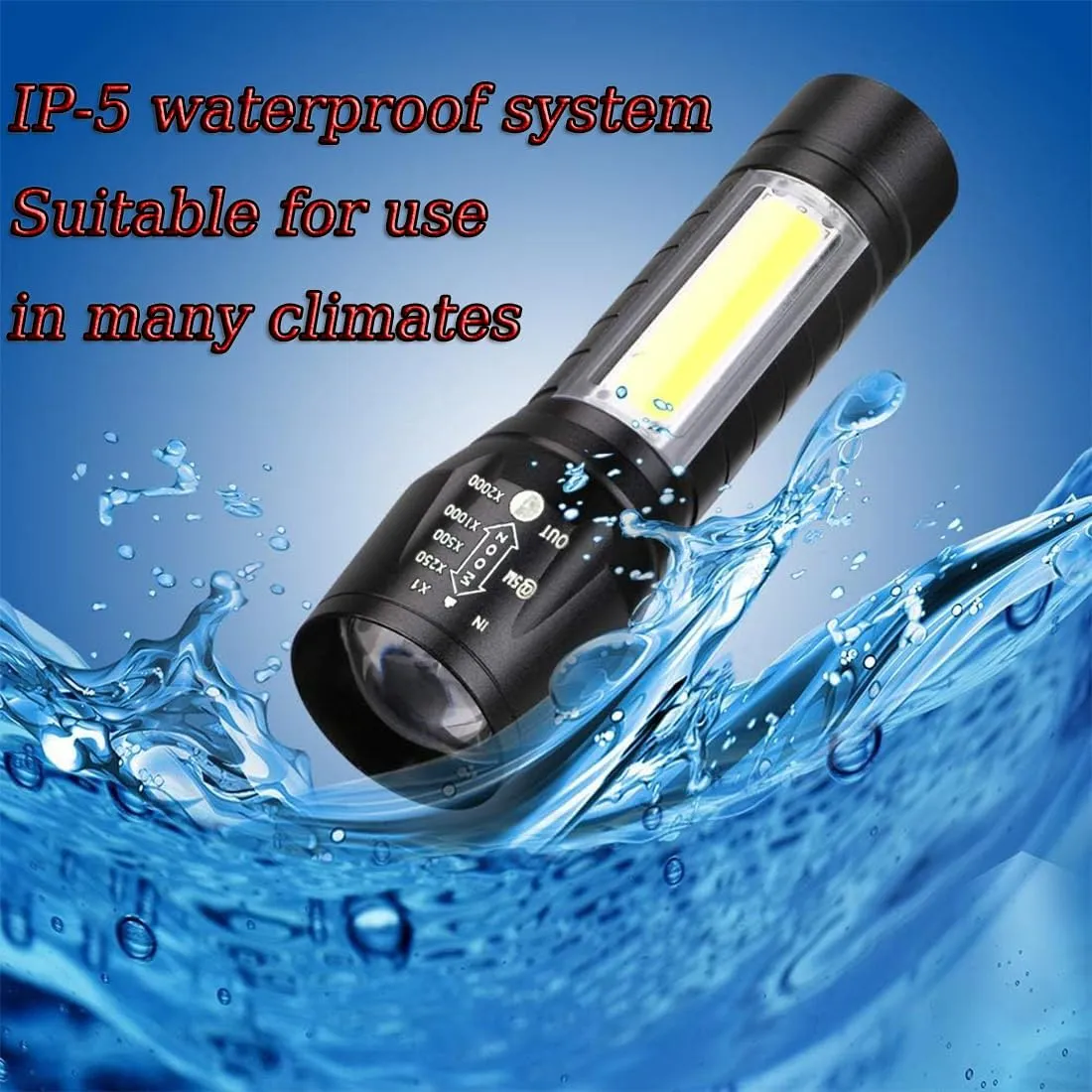 Mini Flashlights Rechargeable LED-Small Flashlights Powerful USB Rechargeable Flashlight Adjustable Focus,Portable Waterproof LED Flashlight with COB Side Lights Tactical Flashlight (2pack)