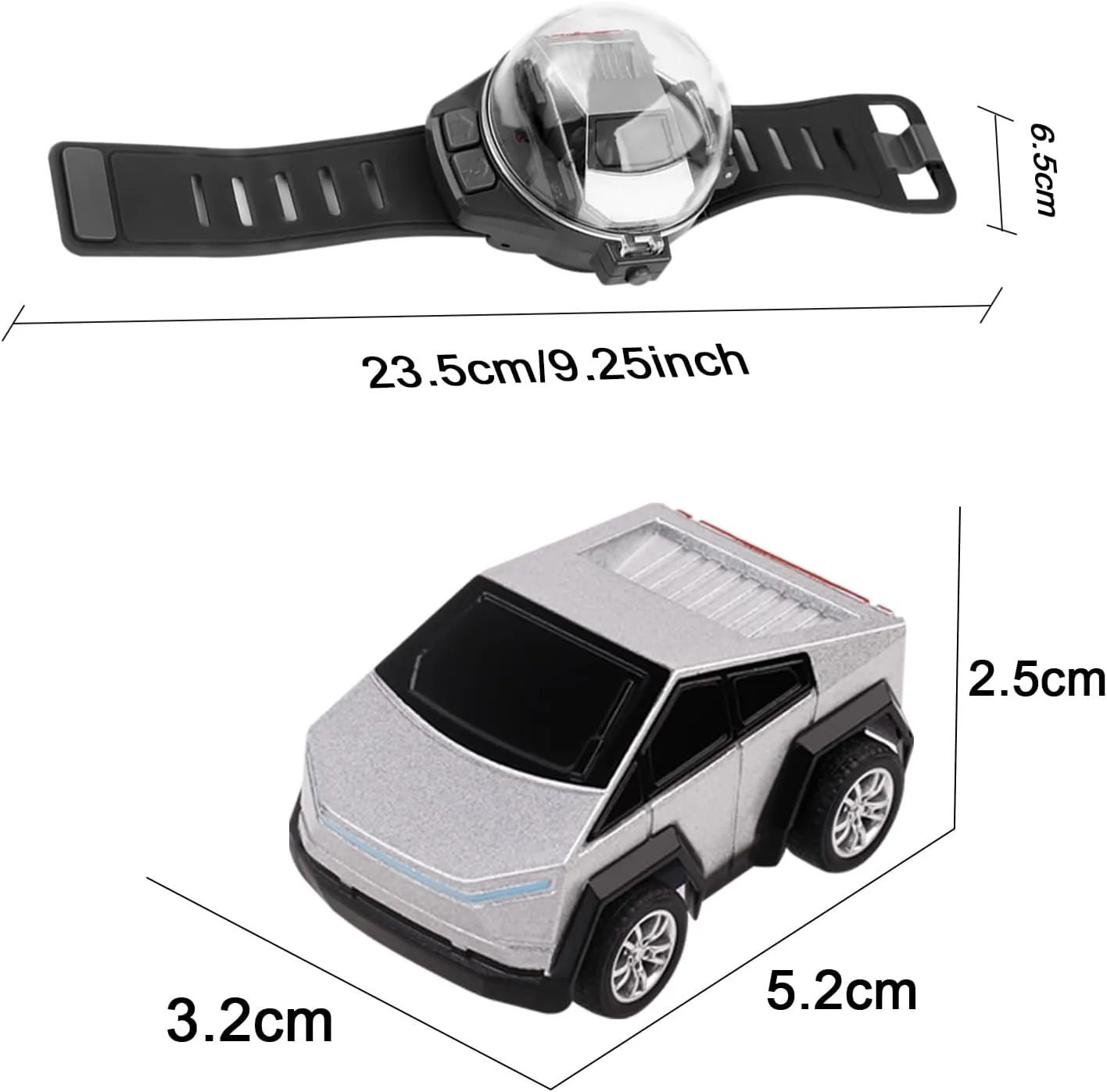 Mini New Watch Remote Control Car Easter Toy, 2.4GHZ RC Racing Car Battle Watch Toys for Kids Boys Girls,LED Lights, USB Charging,Birthday Party Holiday Gifts,Silvery