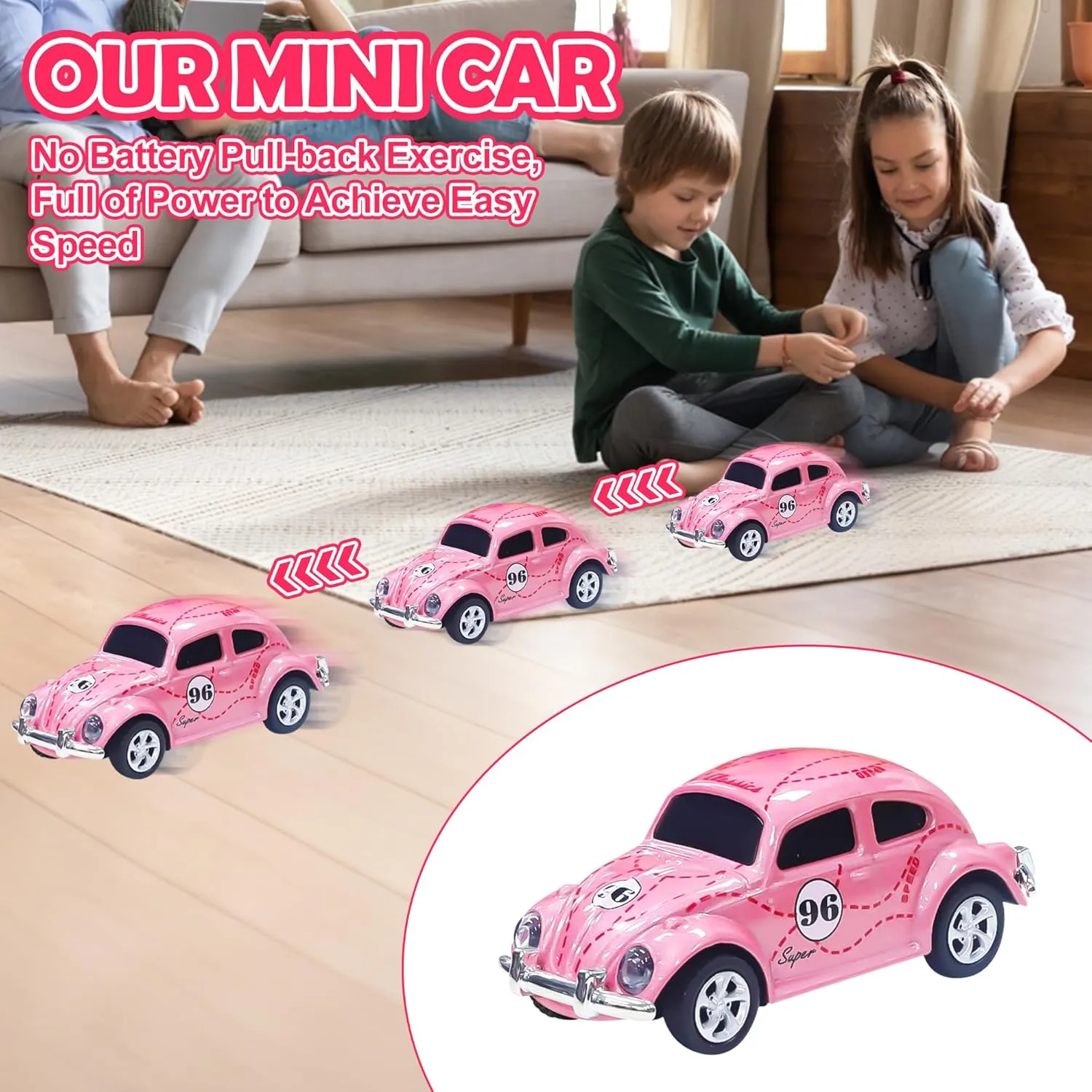 Mini RC Truck, 1/64 Scale Tow Truck Toy Remote Control Car with Lights, Mini Alloy Monster Trucks, 2.4GHz Remote & APP Control, Adjustable Speed & Steering (Pink)