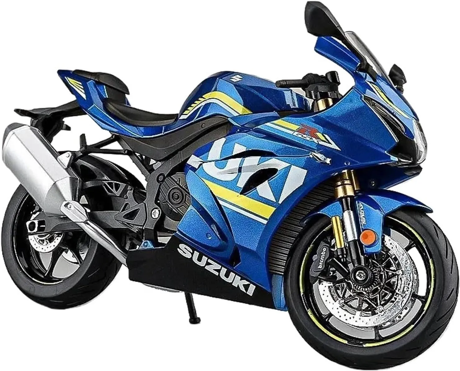 Mini Simulation Motorcycle Toys 1/9 for Suzuki GSX-1000R Alloy Racing Car Die-Casting Street Sports Motorcycle Model Children's Toys Adult for Boys(Blue)
