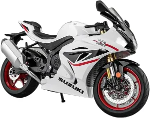 Mini Simulation Motorcycle Toys 1/9 for Suzuki GSX-1000R Alloy Racing Car Die-Casting Street Sports Motorcycle Model Children's Toys Adult for Boys(White)