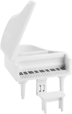 Mini Simulation Wooden Grand Piano with Stool for 1:12 Doll House Furniture and Accessory White Doll Accessories