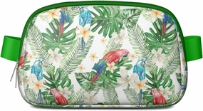 Mini Belt Bag for Men Women Tropical Leaf Floral Waist Packs Crossbody Bags Adjustable Strap for Hiking Cycling Sports