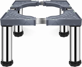 Mini Fridge Stand with 4 storage Feet (11.4"-12.6" High), Adjustable Base Tray Anti-Vibration for Mini Refrigerator Stand Washing Machine Stand Pedestal Dryer, Max Load 340LBS (Gray)