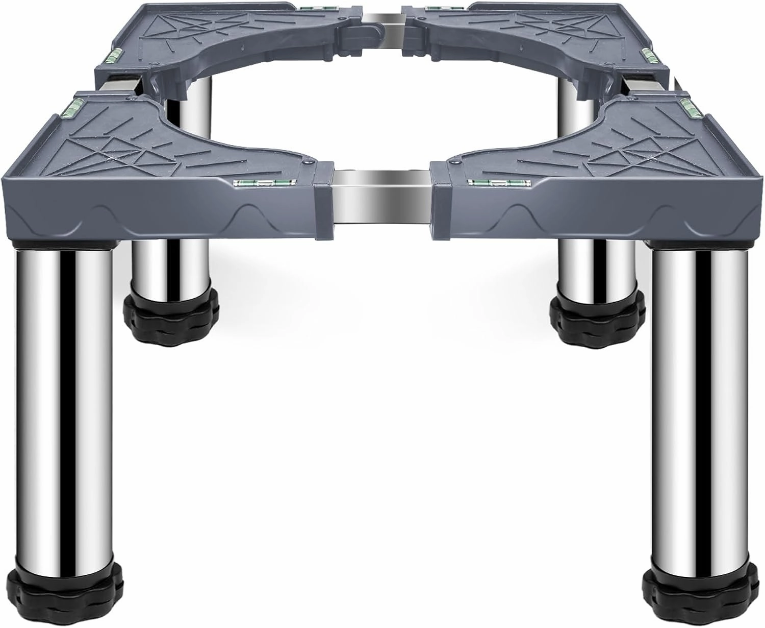 Mini Fridge Stand with 4 storage Feet (11.4"-12.6" High), Adjustable Base Tray Anti-Vibration for Mini Refrigerator Stand Washing Machine Stand Pedestal Dryer, Max Load 340LBS (Gray)