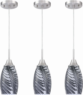 Mini Glass Pendant Light 3-Pack with Handblown Black Gray Marble Art Oval Glass Lamp Ceiling Hanging Light,for Dining Room,Kitchen,Foyer,Hallway 4.72"