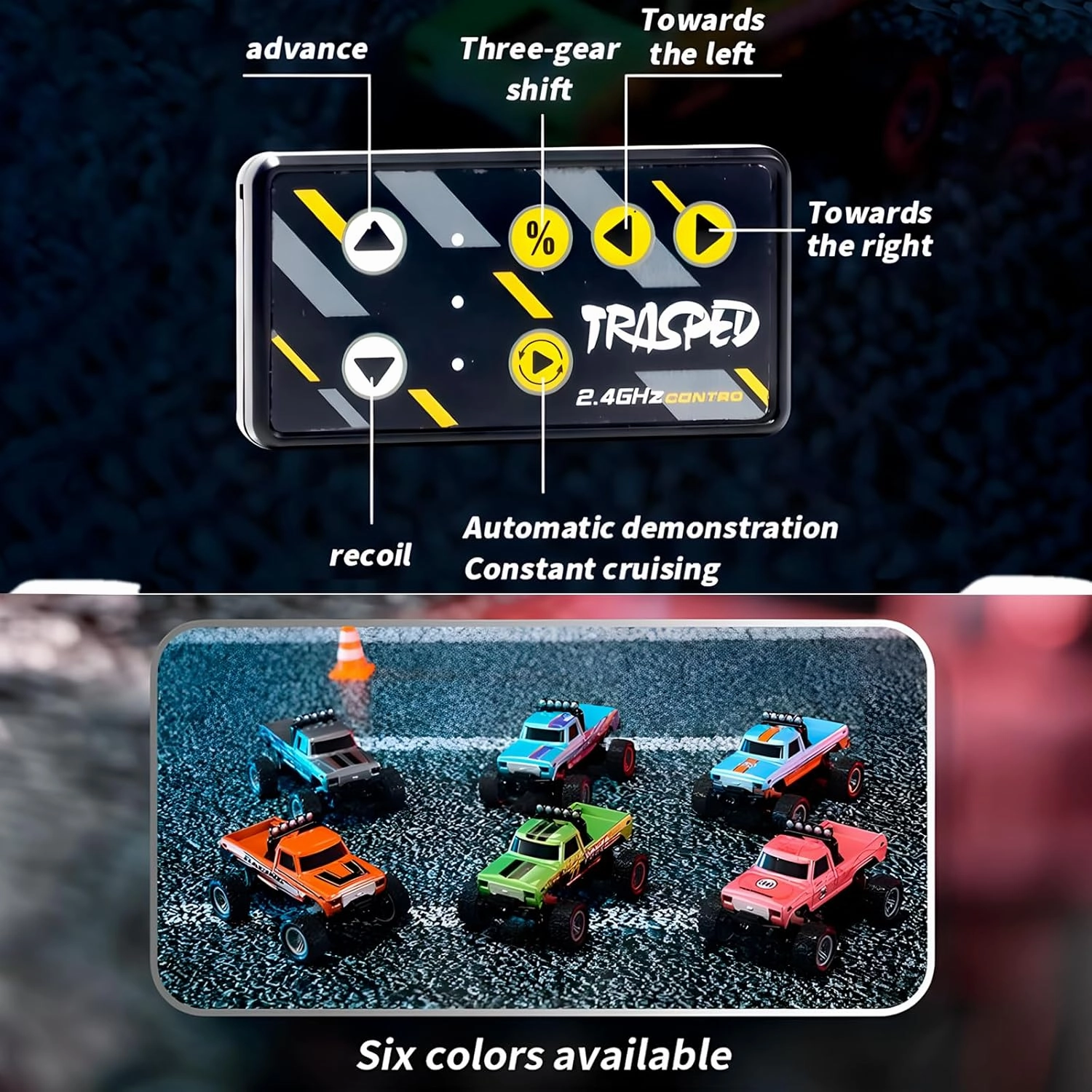 Mini Rc Truck, 1:64 Scale Monster Truck Remote Control Car with Lights, 2.4Ghz Remote Control, Speed/Steering Adjustable (Pink)