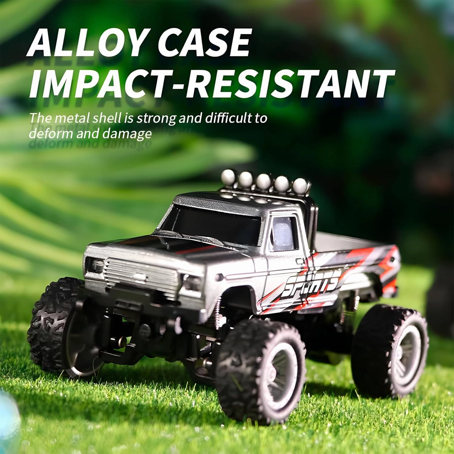 Mini Rc Truck, 1:64 Scale Monster Truck Remote Control Car with Lights, 2.4Ghz Remote Control, Speed/Steering Adjustable (Pink)