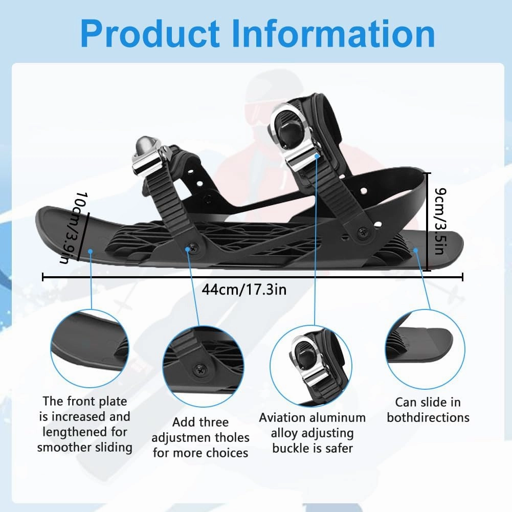 Mini Ski Skates with Gloves & Goggles Winter Outdoor Skiing Mini Sled Snowboard Sled Shoes Portable Snowblades Skis Shoes Adjustable Short Snowskates Skiboards
