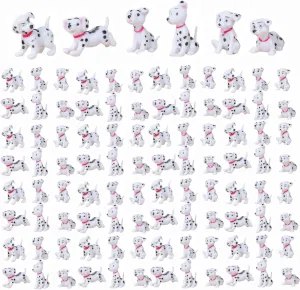 Miniature Dog Figurines 102Pcs Dalmatian Dog Figures Mini Plastic Dog Fairy Garden Miniature Moss Landscape DIY Terrarium Crafts Ornament Accessories for Home Dollhosue Décor