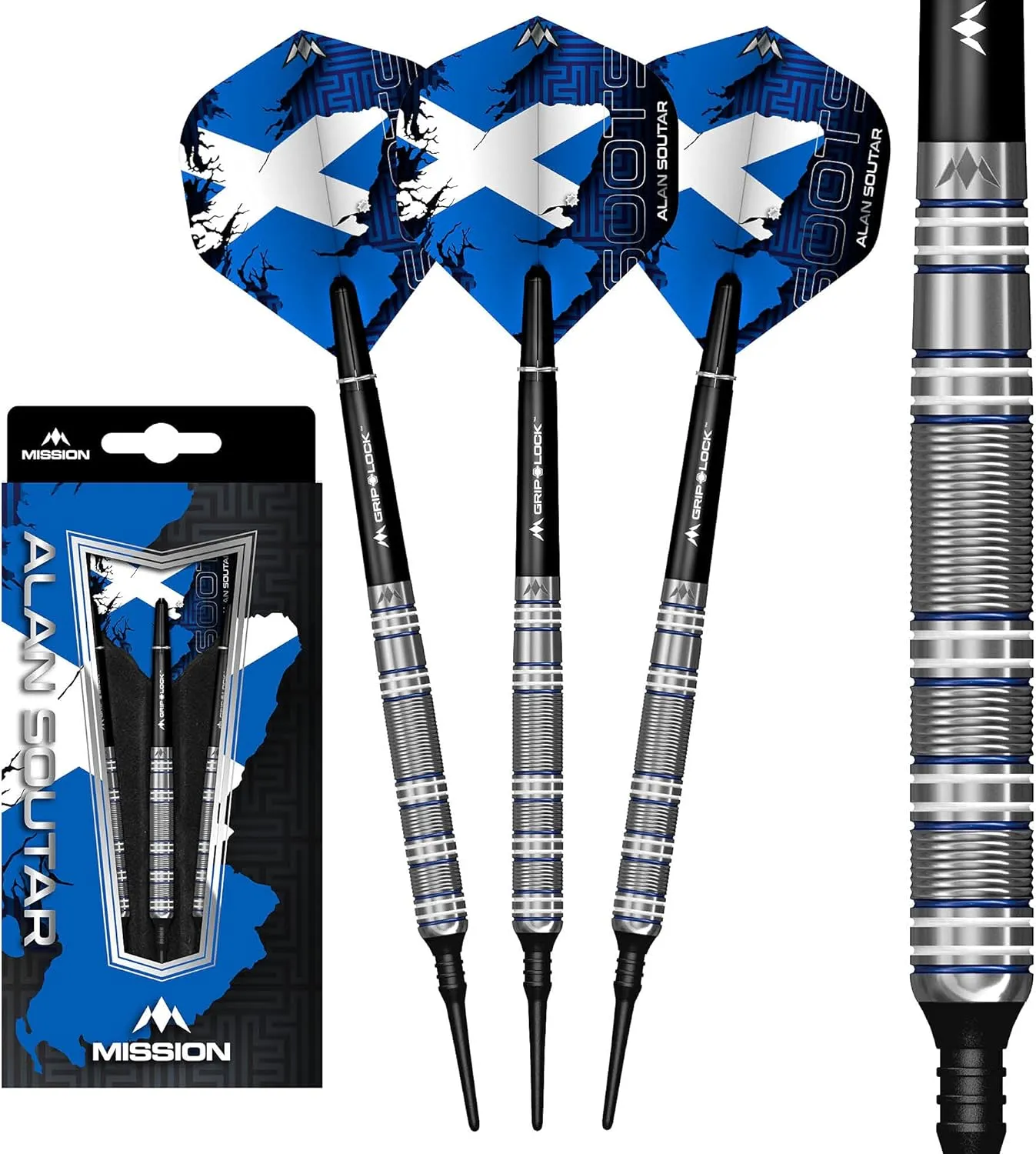 Mission Alan Soutar Blue & White 90% Soft Tip Darts 22 g