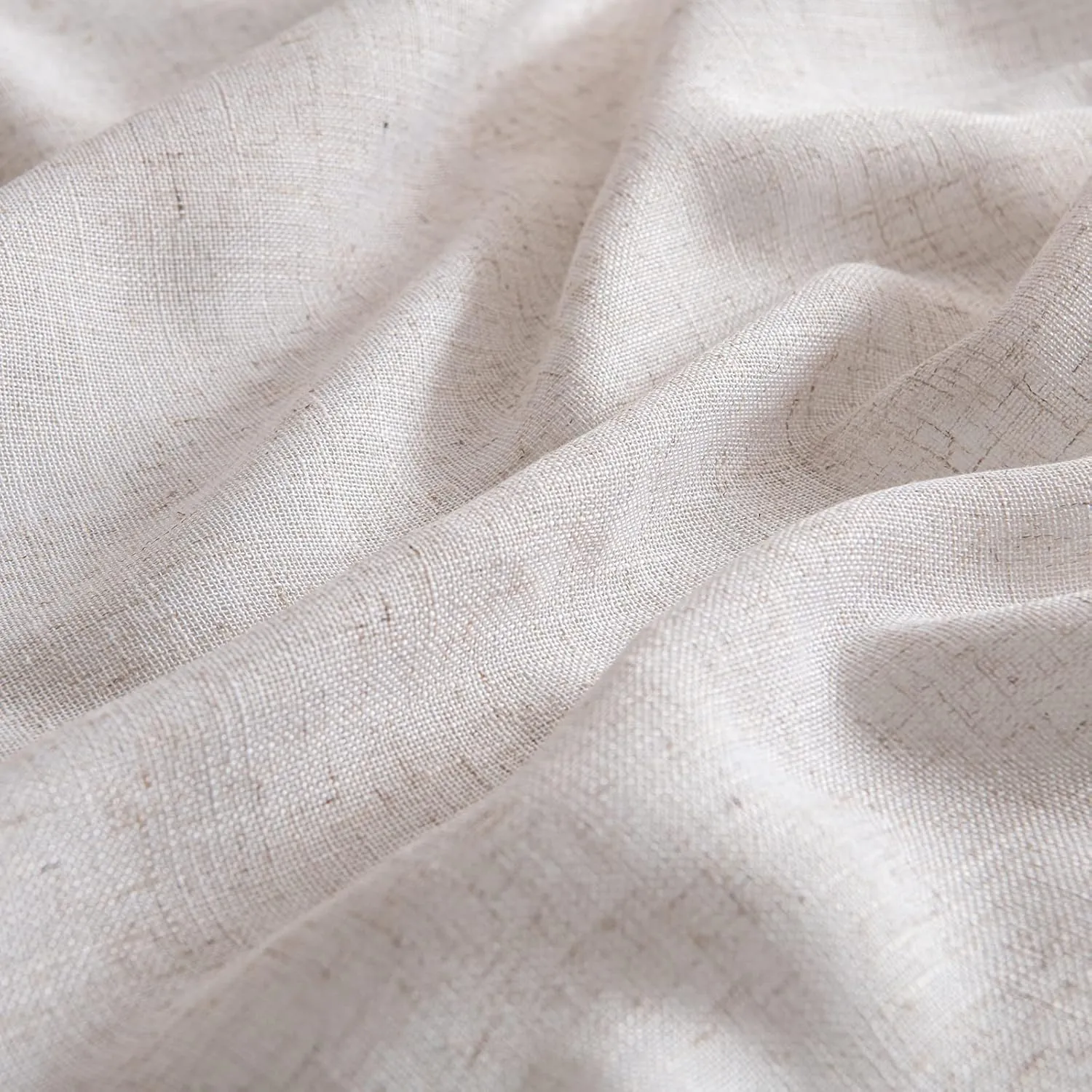MIULEE Natural White Linen Curtains 108 Inches Long for Bedroom Living Room, Soft Thick Linen Textured Window Drapes Semi Sheer Light Filtering Rod Pocket Back Tab Cream Ivory Modern Look, 2 Panels