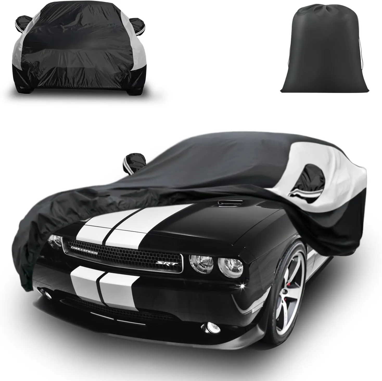 MOHANO Car Cover Fit for 2008-2023 Dodge Challenger, 6 Layers Indoor/Outdoor Full Car Cover with Straps, Storage Bag, All Weather DustProof Rain Sun UV Protection for Automobiles