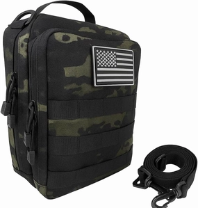 Molle Utility Pistol Bag with Heat-Resistant Suppressor Pouch & Pistol Holster for Outdoor Hunting Shooting Range, Multipurpose Carry Handgun Bag for Versatile Storage, Black Camouflage