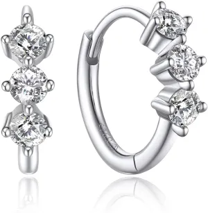 MomentWish Hoop Earrings for Women, Moissanite Jewerly Gifts for Her Anniversary Birthday, D Color VVS1 Simulated Diamond 925 Sterling Silver Drop Earrings