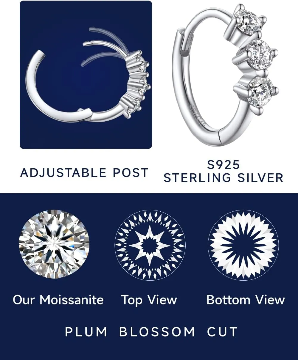 MomentWish Hoop Earrings for Women, Moissanite Jewerly Gifts for Her Anniversary Birthday, D Color VVS1 Simulated Diamond 925 Sterling Silver Drop Earrings