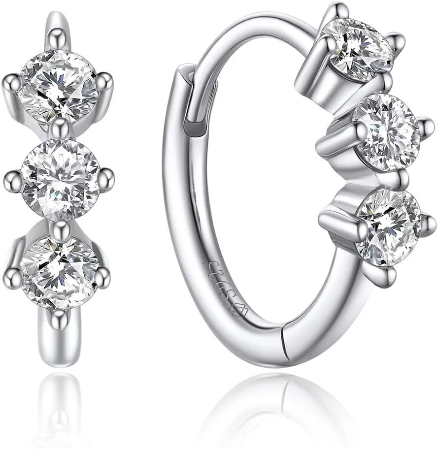 MomentWish Hoop Earrings for Women, Moissanite Jewerly Gifts for Her Anniversary Birthday, D Color VVS1 Simulated Diamond 925 Sterling Silver Drop Earrings