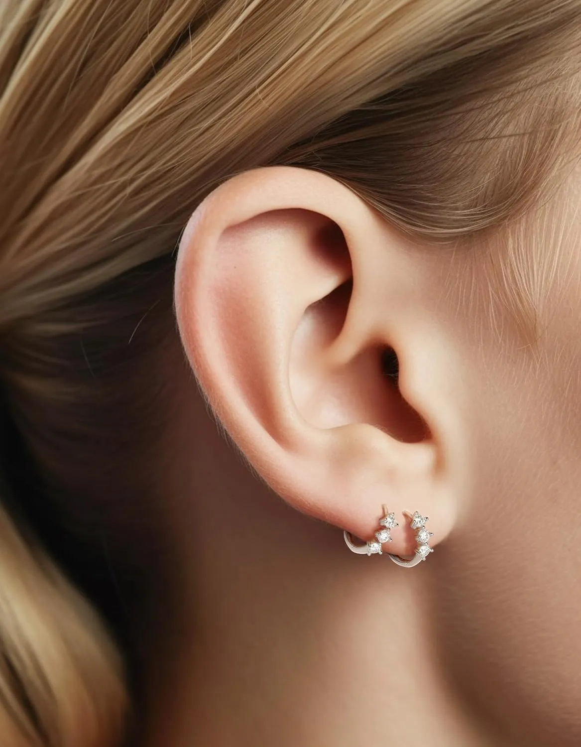 MomentWish Hoop Earrings for Women, Moissanite Jewerly Gifts for Her Anniversary Birthday, D Color VVS1 Simulated Diamond 925 Sterling Silver Drop Earrings