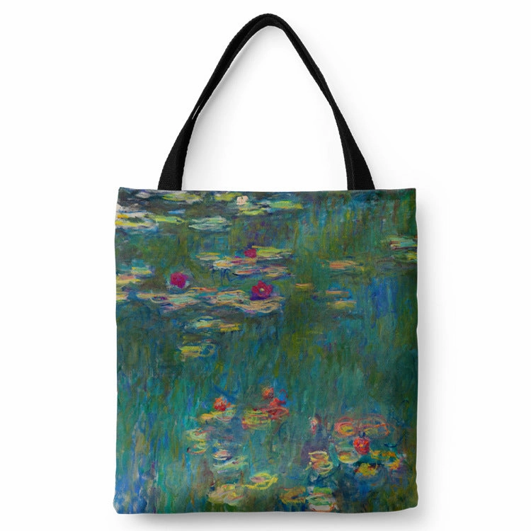 Monet Weeping Willow Water Lily Canvas Shopping Tote