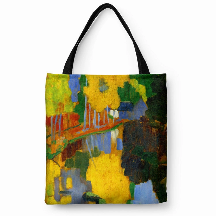 Monet Weeping Willow Water Lily Canvas Shopping Tote