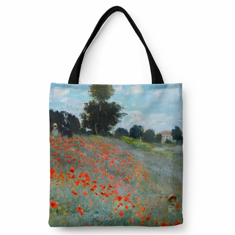 Monet Weeping Willow Water Lily Canvas Shopping Tote