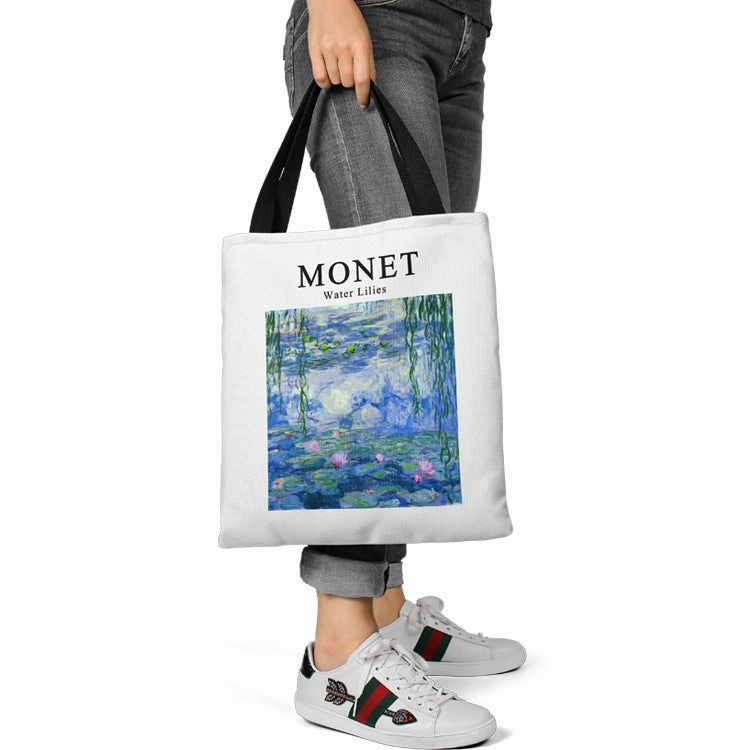 Monet Weeping Willow Water Lily Canvas Shopping Tote