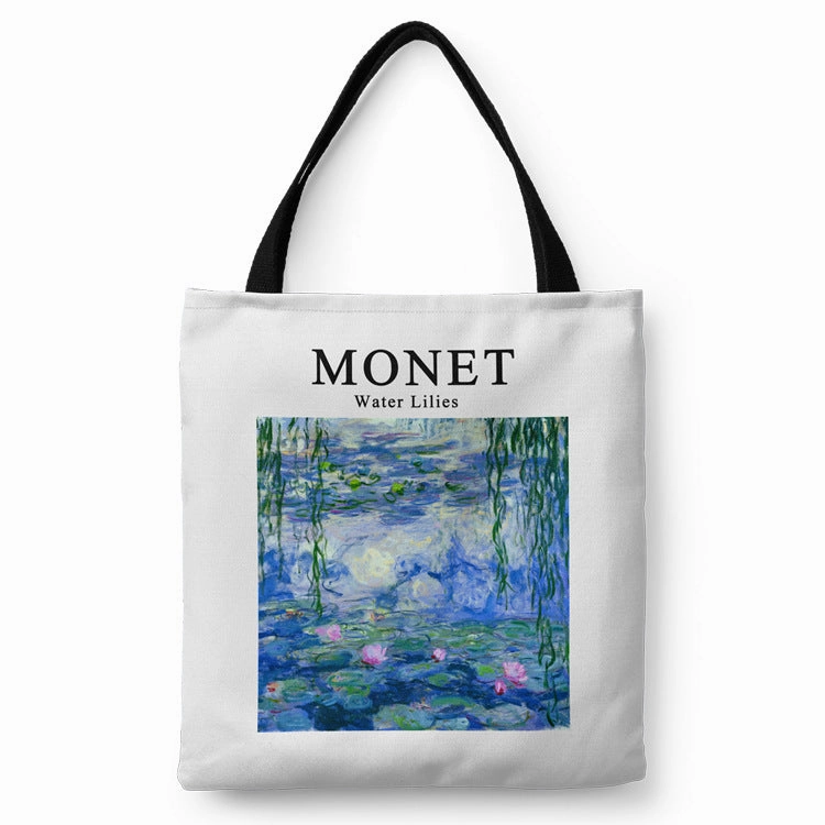 Monet Weeping Willow Water Lily Canvas Shopping Tote