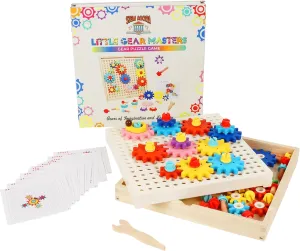Montessori Gear Puzzle Game, Wooden Colorful Gears and Screws, Montessori-Inspired Learning, Educational Learning & Fine Motor Skills, for 3 4 5 6 7 8 9 Year Old