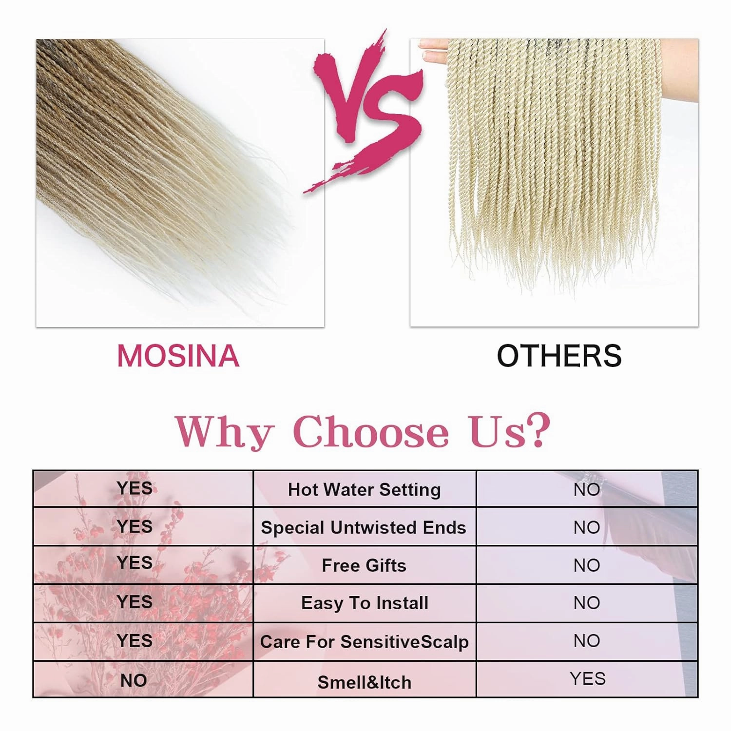 MOSINA Senegalese Twist Crochet Hair 18 Inch Ombre Crochet Twist 8 Packs Straight Crochet Braid Synthetic Professional Braiding Hair Hot Water Setting 35 Strands/Pack (18 Inch, 1B/27/613)