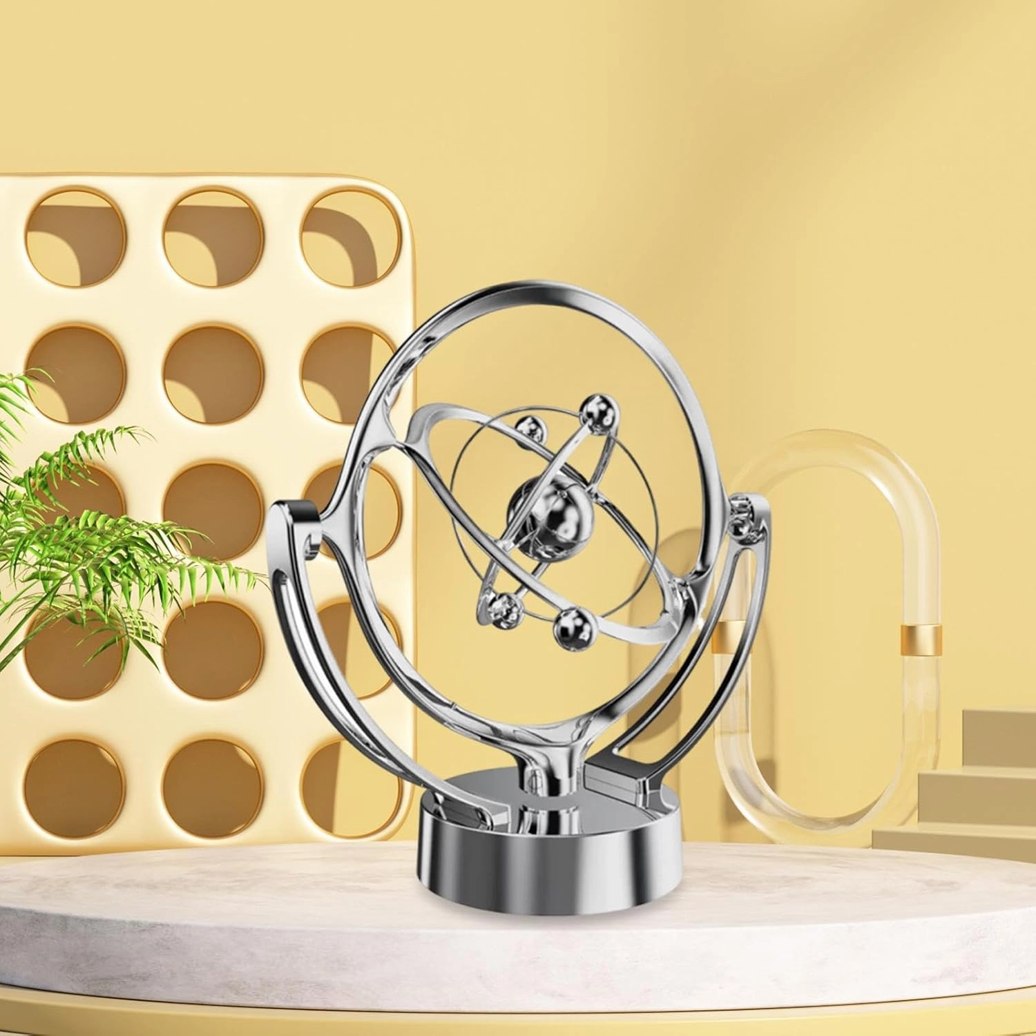 Motion Desktop Toy Decoration Versatile Decorative Portable Balance Sculpture Machine for Shelf Party Gift Living Room, Silver