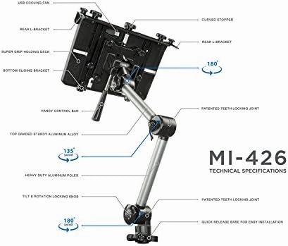 Mount-It! Laptop Vehicle Mount, No-Drill Computer Seat Mount, Full Motion Adjustable Design for Auto, Truck, Car, Van Use