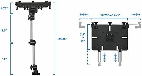 Mount-It! Laptop Vehicle Mount, No-Drill Computer Seat Mount, Full Motion Adjustable Design for Auto, Truck, Car, Van Use