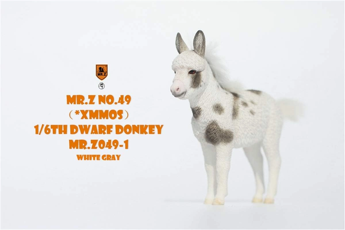 Mr.Z 1/6 Dwarf Donkey Statue Realistic Educational Equidae Animal Model Resin Toys Collector Home Decoration Birthday Gift for Adult (Mr.Z049-1)